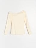 Bluza sa asimetričnim izrezom - krem - SINSAY - small3