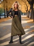 Plisseeritud midi-seelik - khaki - SINSAY - small3