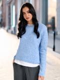 Pulover s pletenim vzorcem - bledo modra - SINSAY - small1