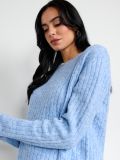 Pulover s pletenim vzorcem - bledo modra - SINSAY - small5