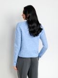 Pulover s pletenim vzorcem - bledo modra - SINSAY - small2