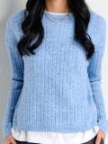 Pulover s pletenim vzorcem - bledo modra - SINSAY - small6