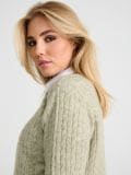 Pulover s pletenim vzorcem - svetlo zelena - SINSAY - small5