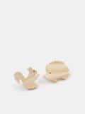 Drewniane uchwyty do mebli w kształcie leśnych zwierząt 2 pack - beżowy - SINSAY - small2