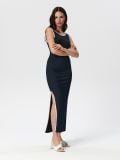 Maxi garuma kleita uz lencītēm - tumši zils - SINSAY - small1