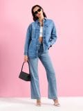 High waist wide leg farmerke - plava - SINSAY - small3