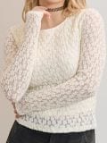 Bluza z dolgimi rokavi - krema - SINSAY - small1