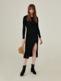 Fitted midi dress with side split - black - SINSAY - small2