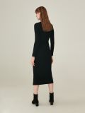 Fitted midi dress with side split - black - SINSAY - small3