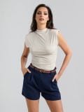 Kratke pantalone s pojasom za vezivanje oko struka - mornarsko - SINSAY - small2