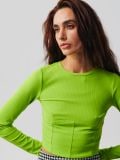 Rebrast crop top - rumeno zelena - SINSAY - small1