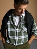 Cămașă în carouri de flanelă - kaki - SINSAY - small5