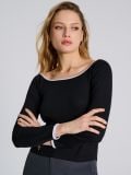 Bluza s kontrastnim robom - črna - SINSAY - small4