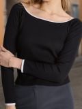 Bluza s kontrastnim robom - črna - SINSAY - small1