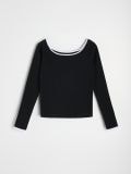 Bluza s kontrastnim robom - črna - SINSAY - small5