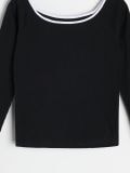 Bluza s kontrastnim robom - črna - SINSAY - small11
