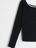 Bluza s kontrastnim robom - črna - SINSAY - small7