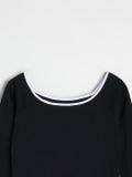 Bluza s kontrastnim robom - črna - SINSAY - small13