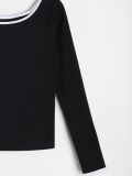 Bluza s kontrastnim robom - črna - SINSAY - small14