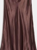 Satenska midi suknja - kafa - SINSAY - small8