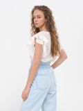 Ażurowa bluzka - kremowy - SINSAY - small2