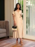 Rochie cu conținut ridicat de viscoză - galben-pal - SINSAY - small1