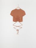 Crop top z wiązaniem - beżowy - SINSAY - small4