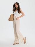 Nabrane pantalone širokih nogavica - nude - SINSAY - small3