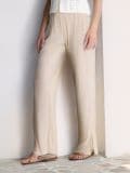 Nabrane pantalone širokih nogavica - nude - SINSAY - small6