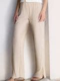 Nabrane pantalone širokih nogavica - nude - SINSAY - small1