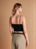Peente õlapaeltega crop top - must - SINSAY - small2