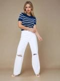 Sweter z krótkim rękawem - granatowy - SINSAY - small2