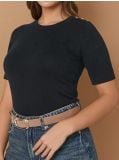 Sweter z krótkim rękawem - czarny - SINSAY - small10