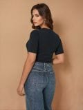 Sweter z krótkim rękawem - czarny - SINSAY - small8