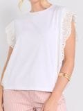 Bluza s ukrasnom čipkom - krem - SINSAY - small1