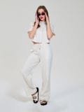 Wide leg hlače - krem - SINSAY - small4