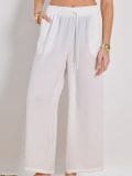 Wide leg hlače - krem - SINSAY - small1
