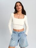 Bluza z dolgimi rokavi - krema - SINSAY - small1
