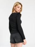 Bluză cu volănașe - negru - SINSAY - small5