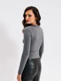 Pamučna bluza sa dugim rukavima - antracit - SINSAY - small4