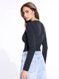 Pamučna bluza sa dugim rukavima - crno - SINSAY - small2