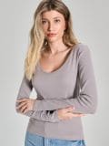 Pikkade varrukatega T-särk - kiltkivihall - SINSAY - small7
