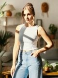 Crop top - biały - SINSAY - small1