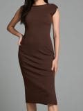 Midi haljina s naborima - braon - SINSAY - small3