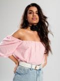 Bluza z odprtimi rameni - pastelno roza - SINSAY - small2