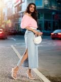 Bluza z odprtimi rameni - pastelno roza - SINSAY - small1