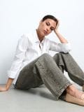 Džíny wide leg - šedá - SINSAY - small5