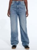 Wide leg farmerke - steel blue - SINSAY - small1
