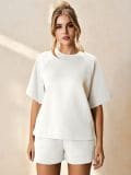 Φούτερ με κοντό μανίκι soft touch - κρεμ - SINSAY - small5