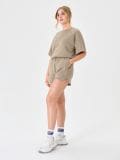 Φούτερ με κοντό μανίκι soft touch - μπεζ - SINSAY - small4